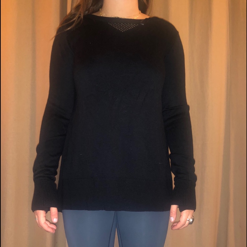 black lululemon mesh/open back sweater